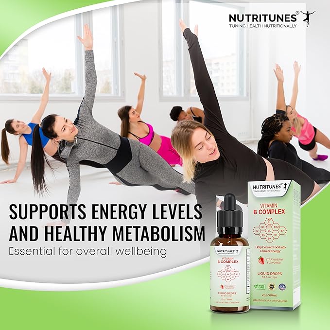 Liquid Vitamin B Complex–High-Potency and Complete B-Vitamin Drops for Energy, Metabolism, and Nervous System Support – Strawberry Flavored, Non-GMO, Sugar-Free – 60 Servings (2oz)