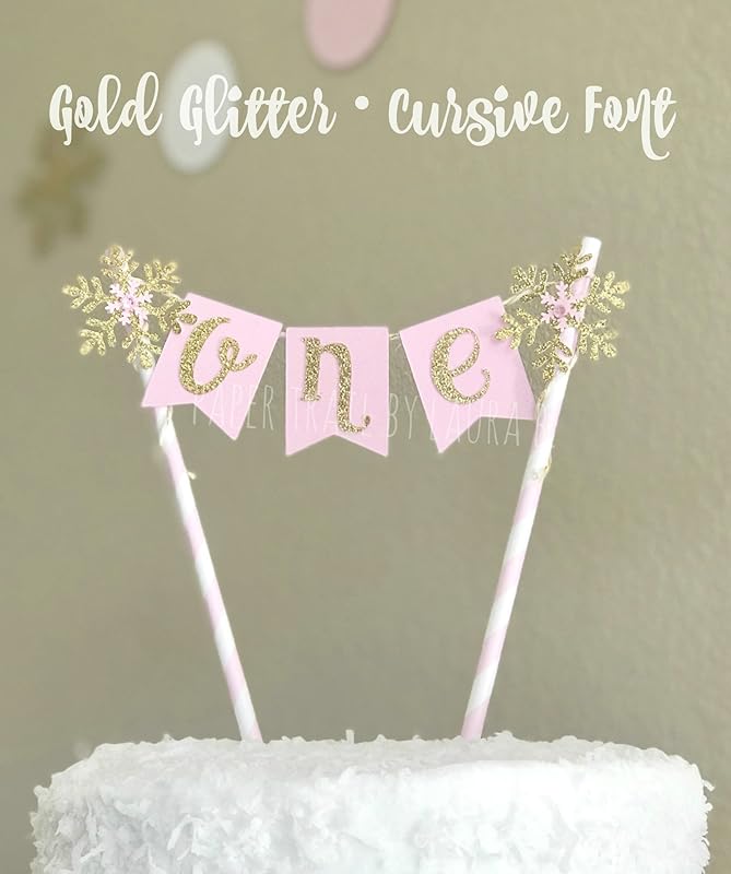 Snowflake Cake Topper. Pink and Silver Winter Wonderland Party Decoration. FREE SHIPPING!