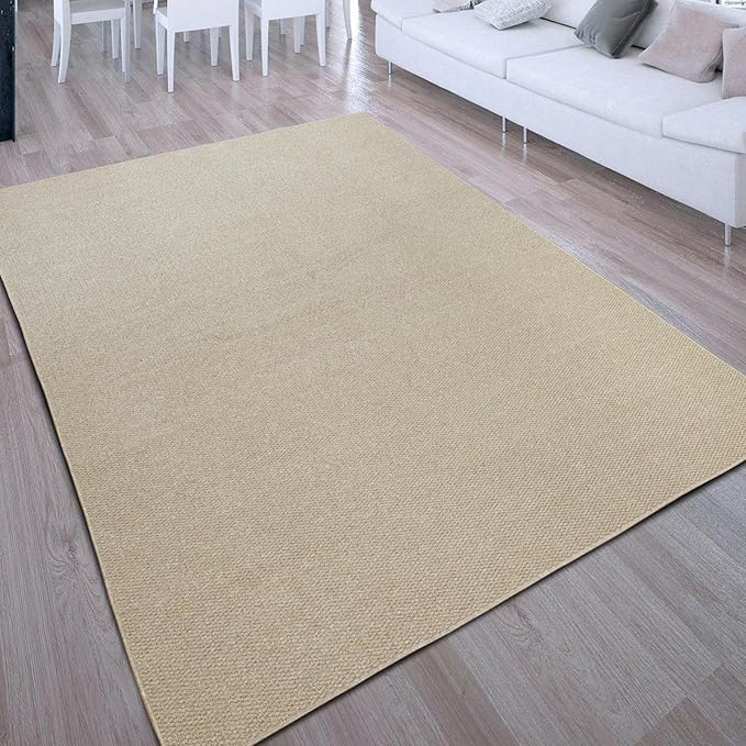 5'x7' Washable Area Rug for Living Room Natural Berber Rug Bedroom Non-Slip Rugs No Shed Faux Jute-Look Area Rugs Non-Skid Washable Area Rug (Camel, 5X7)