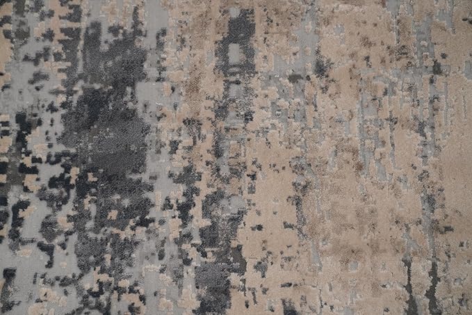 Rug Source Modern Collection 8x10 Area Rug, Machine Made Greys & Charcoal Contemporary Rug, Oriental Polyester Carpet for Bedroom, Living Room, Dining Room