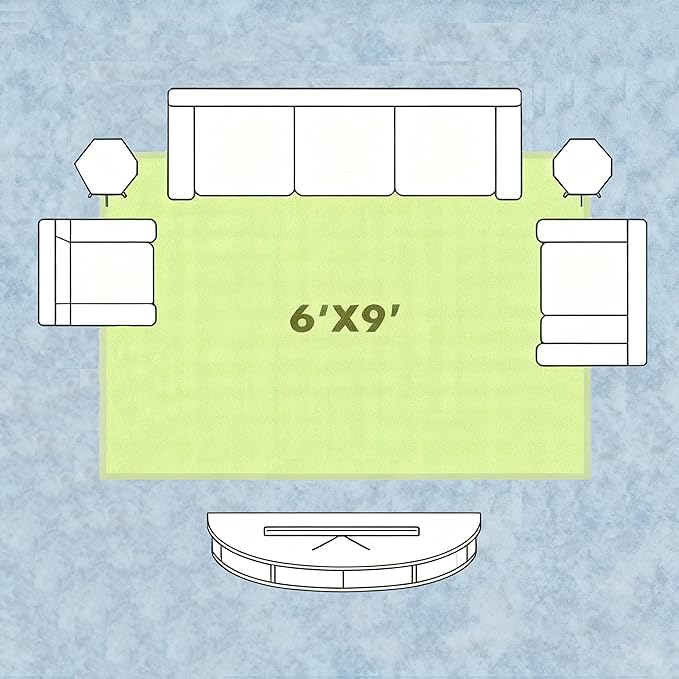 6x9 Area Rugs Washable Green Dining Room Rugs for Under Table