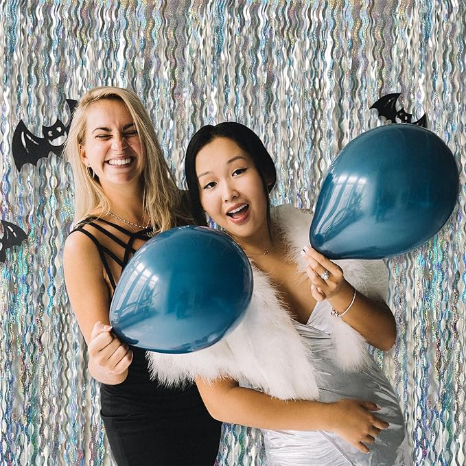 Tinsel Foil Fringe Curtains Wavy Backdrop for Parties Sparkle Metallic Wavy Foil Fringe Backdrop Curtain for Party Decorations Photo Booth Props for Birthday Graduation Wedding