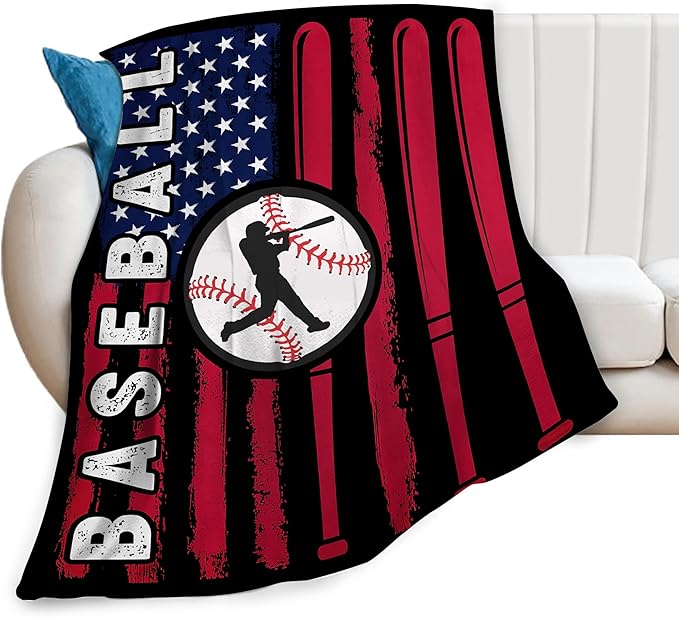 Baseball Blanket, Sports Throw Blankets, Baseball Gifts for Boys Girls Men Women Lover Adult Cozy Fleece Flannel Bedding Stuff Plush for Couch Sofa Bed Decor 60"X50"