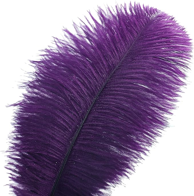 Ballinger Purple Ostrich Feathers Bulk - 24Pcs 10-12inch Feathers for Vase, Party Centerpieces Mardi Gras and Home Decor