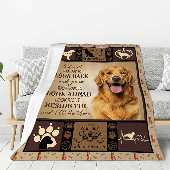 Golden Retriever Gifts Blanket, Dog Throw Blankets, Golden Retriever Gift for Women Men Boys Girls Lover Adult Cozy Fleece Flannel Bedding Stuff Animal Plush for Couch Sofa Bed Decor 80"X60"