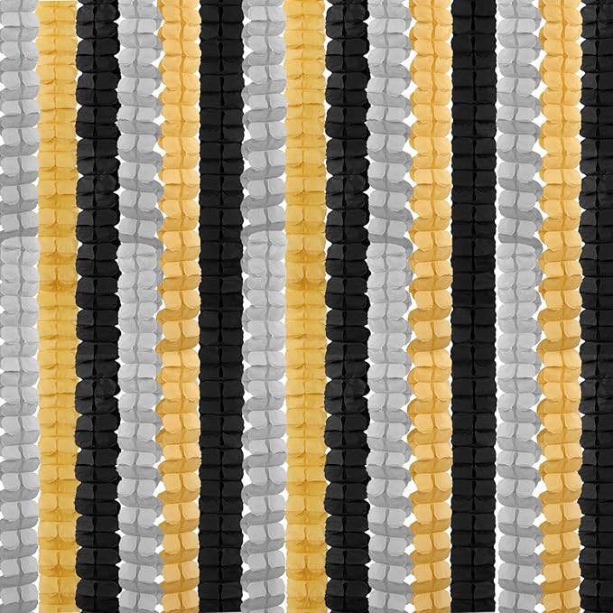 Black-Gold Silver Party-Decorations Streamers Garland - 157Ft Graduation Four-Leaf Clover Hanging Banner,Retirement Men Boys Birthday Wedding Baby Bridal Shower New Years Supplies Decor Hugtmr