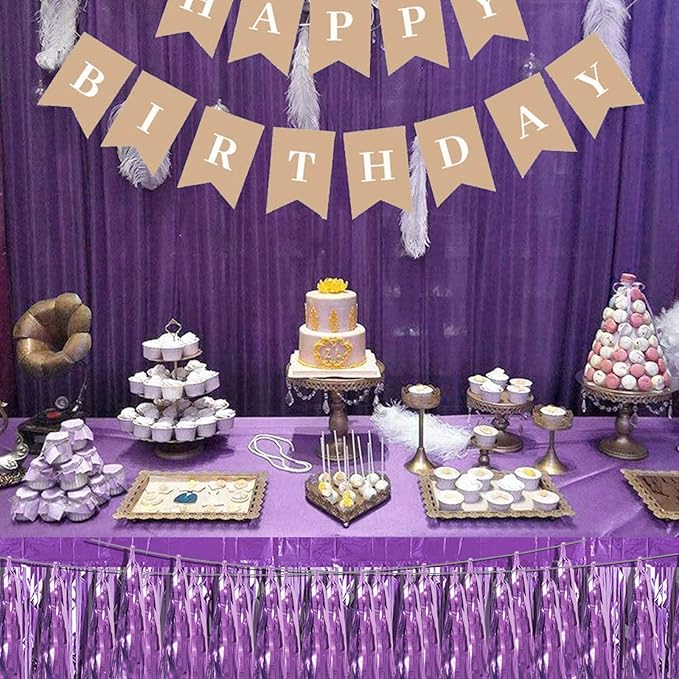 6P Light Purple Foil Fringe Metallic Tassel Streamers Banner Tassel Garland for Parade Floats, Bachelorette, Wedding, Birthday, Graduation, Christmas, Bridal/Baby Shower Party Decorations