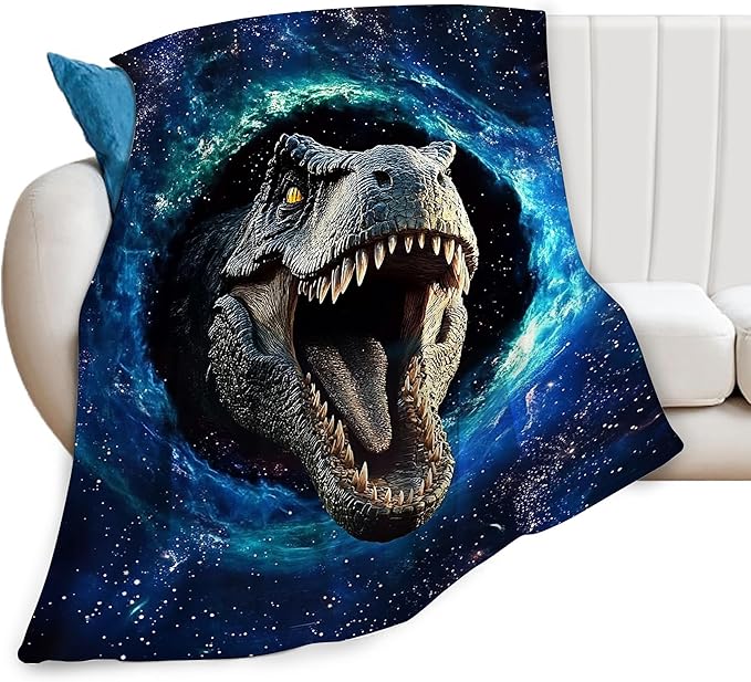 Dinosaur Blanket, Galaxy Space Throw Blankets, Dinosaurs Gifts for Boys Girls Women Men Lover Adult Cozy Fleece Flannel Bedding Stuff Animal Plush for Couch Sofa Bed Decor 50"X40"