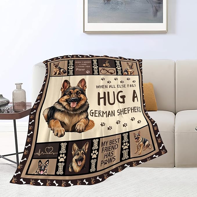 German Shepherd Blanket German Shepard Throw Blanket Cozy Fleece Flannel Bedding German Shepherd Stuff Gifts for Women Men Boys Girls Lover Adults Plush for Couch Sofa Bed Decor 50"X40"