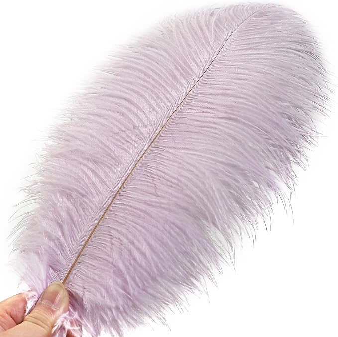Ballinger Lavender Ostrich Feathers Bulk - 24Pcs 12-14inch Light Purple Feathers for Party Centerpieces, Flower Arrangement and Home Decor