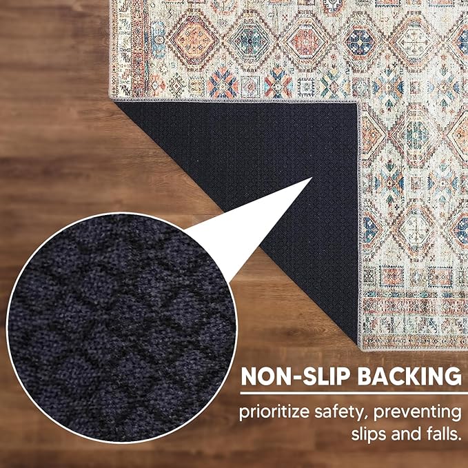 Keen Home Design 2x7 Rug - Machine Washable Runner Rug with Non-Slip Backing, Ideal for Hallway, Entryway, Kitchen, Laundry Room - Vintage, Easy Clean, Durable, Low Pile Rug - (2'6" x 7')