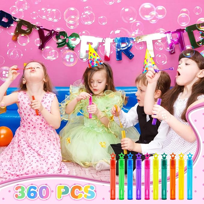 360 Pieces Mini Bubble Wands, Party Favors Assortment Toys for Kids,Themed Birthday, Halloween, Goodie Bags, Carnival Prizes, Wedding, Bubble Maker Outdoor Gifts for Girls & Boys