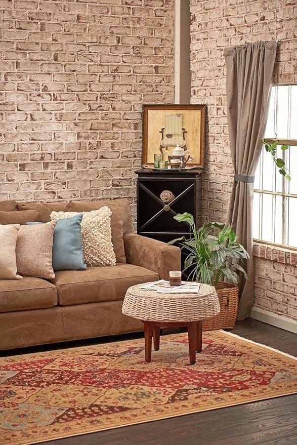 Unique Loom Edinburgh Collection Area Rug - Tulip (2' 7" x 10' Runner Tan/Red)