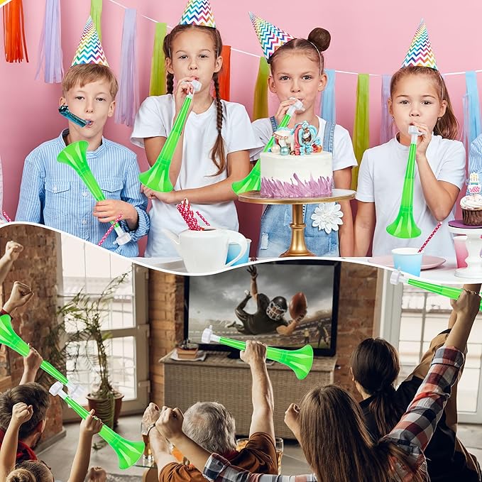 8 Pcs 10.24 Inch Collapsible Stadium Horn Plastic Vuvuzela Trumpet Horn Loud Sound Noise Maker for Sporting Events Graduation Games School Sports Party Supplies (Color Set 3)
