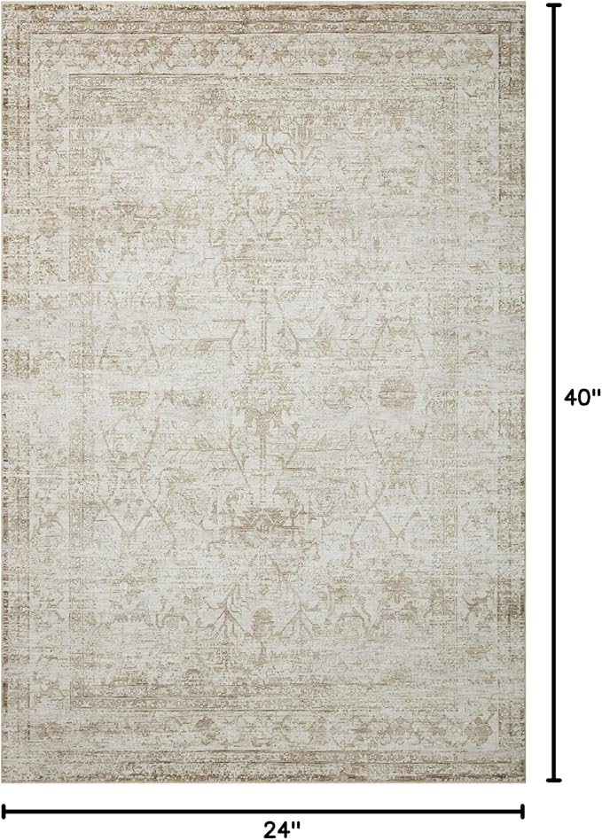 Loloi Amber Lewis Honora Collection HON-01 Ivory/Natural 2'-0" x 3'-4" Accent Rug