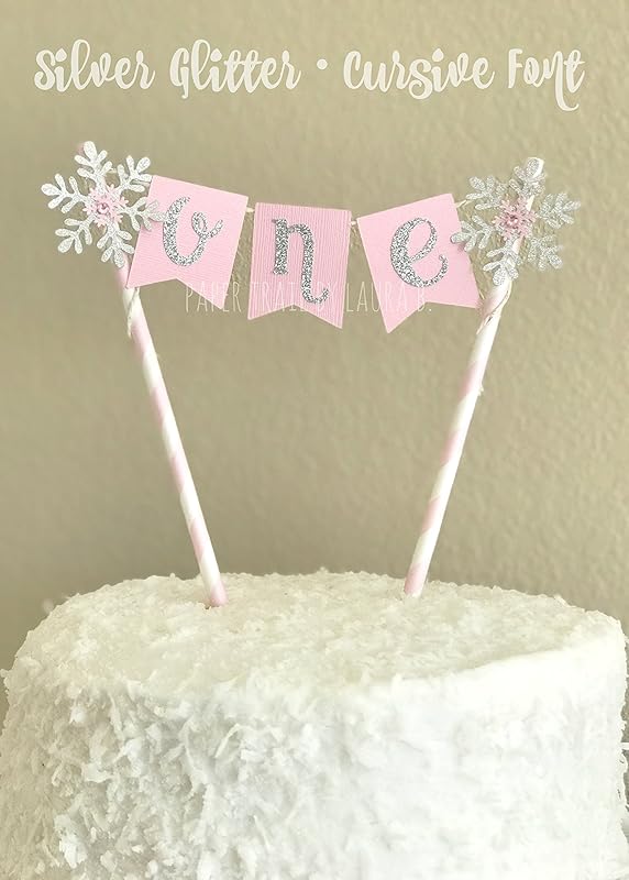 Snowflake Cake Topper. Pink and Silver Winter Wonderland Party Decoration. FREE SHIPPING!