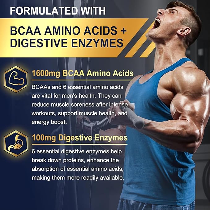 2 Pack Methylated Multivitamin for Men Gummies, BCAA Amino Acids, Zinc, Biotin, Vitamin A C E D3 K2 B Complex Calcium, Magnesium, Lycopene, Digestive Enzymes - Energy Muscle Immune - Sugar Free, Vegan