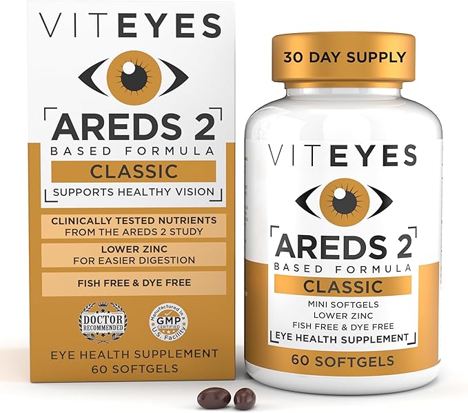 Viteyes AREDS 2 Classic Macular Health Formula Softgels, Eye Health Vitamin for Vision Protection, Lower Zinc, Eye Vitamins, Macular Vitamins, Beta-Carotene Free, 60 Softgels