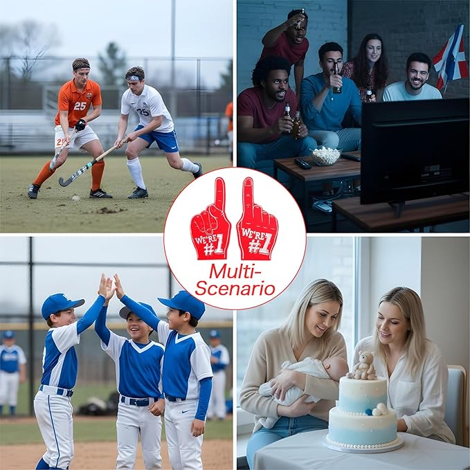 18Pcs Mini Foam Fingers for Sports-Themed Birthday, We're #1 Fan Foam Finger, Bulk Mini Foams Hand Fingers Cheerleader Gifts for Sports Events Party Supplies (Red)