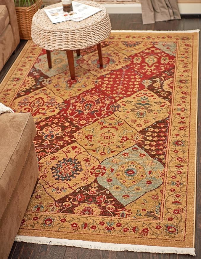 Unique Loom Edinburgh Collection Area Rug - Tulip (2' 7" x 10' Runner Tan/Red)