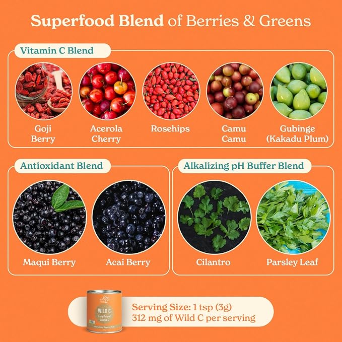 Organic Vitamin C Powder - Pure, Wild-Harvested Vitamin C, Non-Toxic and Natural, 150g Wild C