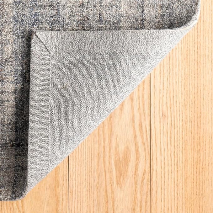 Dash and Albert Harris Wool Area Rug - 6' x 9' Blue & Brown Solid Hand Micro Hooked Accent Rug - Durable, High Traffic Areas Living Room, Hallway, Stairs