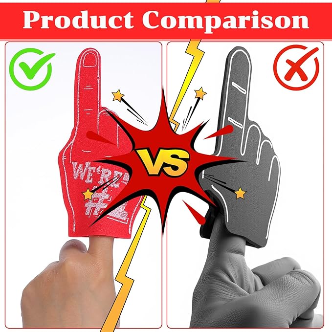18Pcs Mini Foam Fingers for Sports-Themed Birthday, We're #1 Fan Foam Finger, Bulk Mini Foams Hand Fingers Cheerleader Gifts for Sports Events Party Supplies (Red)
