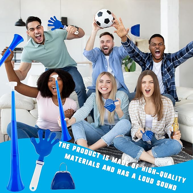 40 Pcs Cheering Noisemakers Set Include 10 Pcs Collapsible Stadium Horn 10 Pcs Metal Cowbells 20 Pcs Hand Clappers for Sporting Events School Sports Party Rewards Cheers Supplies