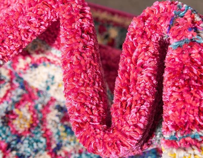 Unique Loom Medici Collection Floral Medallion Traditional Vintage Pink Area Rug (3' 3 x 5' 3)