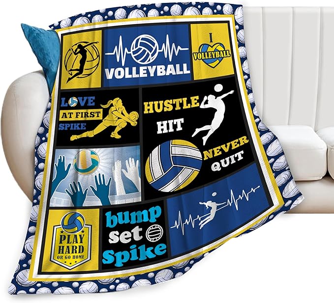 Volleyball Throw Blanket Cozy Fleece Flannel Plush Bedding Volleyball Gifts for Teen Girls Teen Team Players Women Lover Coach Adult Stuff Plush for Couch Sofa Bed Decor 50"X40"
