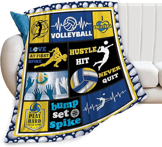 Volleyball Throw Blanket Cozy Fleece Flannel Plush Bedding Volleyball Gifts for Teen Girls Teen Team Players Women Lover Coach Adult Stuff Plush for Couch Sofa Bed Decor 50"X40"