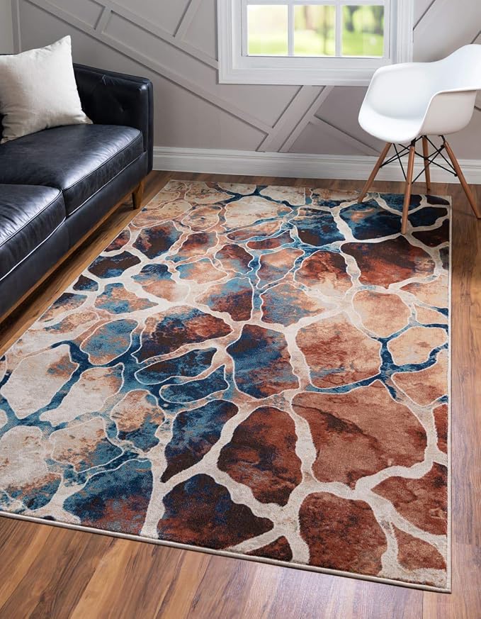 Unique Loom Mystic Collection Area Rug - Fitz Roy (5' 1" x 8' Rectangle, Brick Red/ Brown)