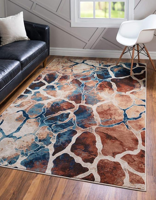 Unique Loom Mystic Collection Area Rug - Fitz Roy (5' 1" x 8' Rectangle, Brick Red/ Brown)