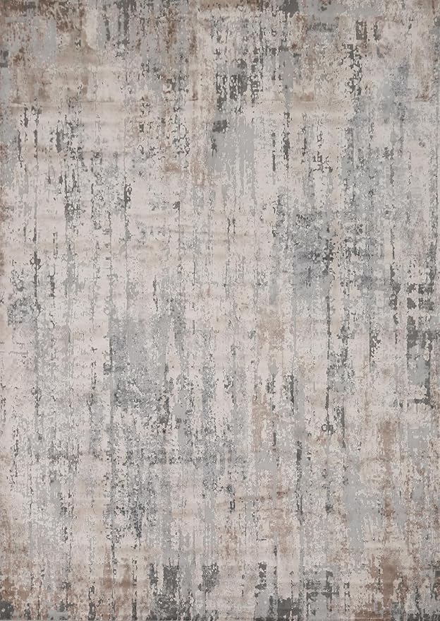 Rug Source Modern Collection 8x10 Area Rug, Machine Made Greys & Charcoal Contemporary Rug, Oriental Polyester Carpet for Bedroom, Living Room, Dining Room