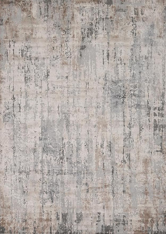 Rug Source Modern Collection 8x10 Area Rug, Machine Made Greys & Charcoal Contemporary Rug, Oriental Polyester Carpet for Bedroom, Living Room, Dining Room