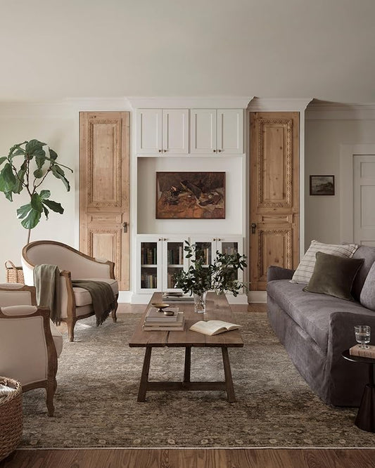 Loloi Magnolia Home by Joanna Gaines Junie Collection JUE-06 Lagoon/Natural 5'-3" x 5'-3", .38" Pile Height, Round Area Rug