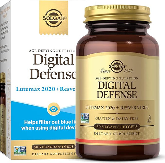Solgar Digital Defense Eye Vitamin and Mineral Supplement, Support Eye Health with Vitamin C, Zinc & Resveratrol Supplement, Lutein and Zeaxanthin, Age-Defying Nutrition for Adults, 30 Servings