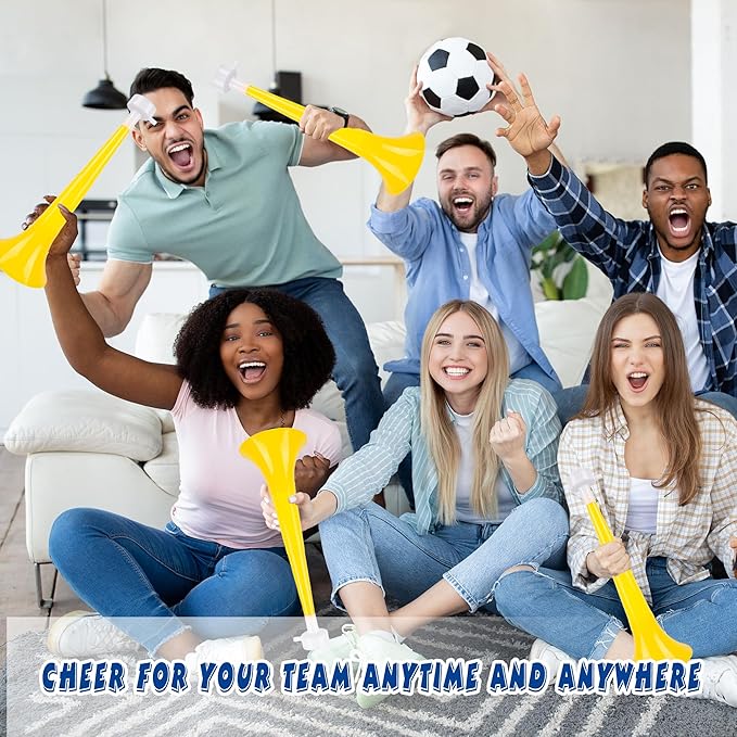 8 Pcs 10.24 Inch Collapsible Stadium Horn Plastic Vuvuzela Trumpet Horn Loud Sound Noise Maker for Sporting Events Graduation Games School Sports Party Supplies (Color Set 4)
