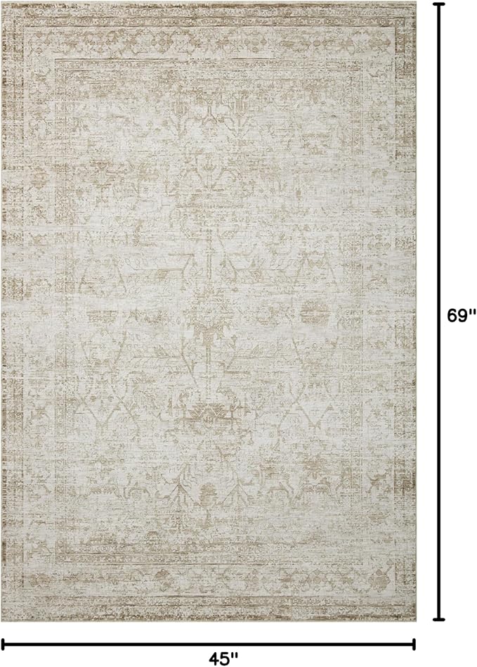 Loloi Amber Lewis Honora Collection HON-01 Ivory/Natural 3'-9" x 5'-9" Accent Rug