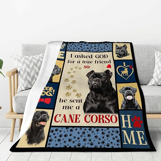 Cane Corso Gifts Blanket, Dog Throw Blankets, Cane Corso Gift for Boys Girls Men Women Lover Adult Cozy Fleece Flannel Bedding Stuff Animal Plush for Couch Sofa Bed Decor 80"X60"