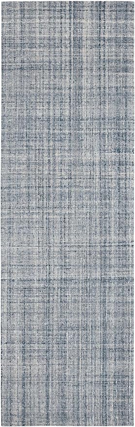 Dash and Albert Harris Wool Area Rug - 2.5' x 8' Runner Blue & Ivory Solid Hand Micro Hooked Accent Rug - Durable, High Traffic Living Room, Hallway, Stairs
