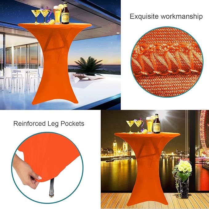 RELIANCER 1 Pack Cocktail Table Covers,36"x43" Fitted Spandex Tablecloth,Stretch Round Highboy Tables Cover,Elastic High Top Table Cloths for Outdoor Party,Wedding,Bar,Birthday,Banquet,Trade Show