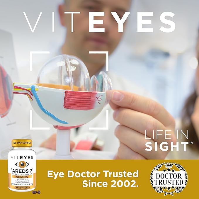 Viteyes AREDS 2 Classic Macular Health Formula Softgels, Eye Health Vitamin to Support a Healthy Macula, Lower Zinc, Eye Vitamins, Macular Vitamins, Beta-Carotene Free, 210 Softgels…
