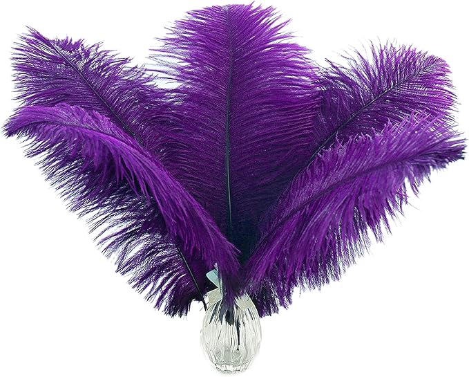 Ballinger Purple Ostrich Feathers Bulk - 24Pcs 12-14inch Big Feathers for Vase, Party Centerpieces Mardi Gras and Home Decor