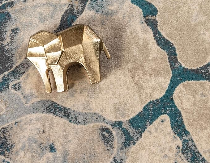 Unique Loom Mystic Collection Area Rug - Fitz Roy (5' 1" x 8' Rectangle, Navy Blue/ Beige)