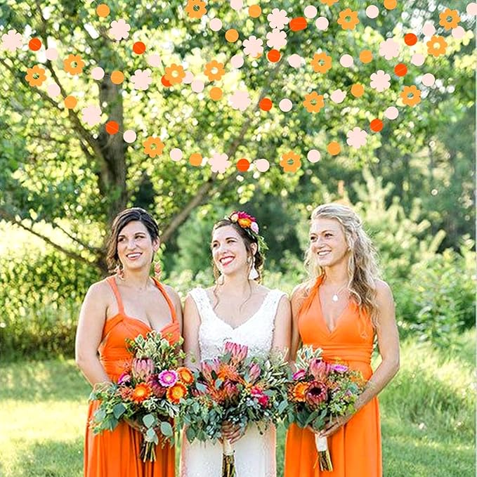 Fall-Boho Pink-Orange Thanksgiving Party-Decorations Garland - 64Ft Autumn Harvest Friendsgiving Paper Streamers Banner,Birthday Bridal Wedding Engagement Bachelorette Decor Ouruola