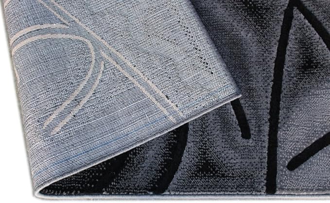 Masada Rugs, Modern Contemporary Area Rug, Blue Grey Black (5 Feet X 7 Feet)