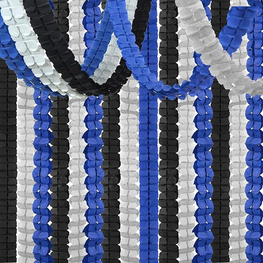 Navy-Blue Black-Silver Party-Decorations Streamers Garland - 157Ft Graduation Four-Leaf Clover Hanging Banner,Men Boys Birthday Wedding Bridal Neutral Baby Shower Fathers Day Decor Hugtmr