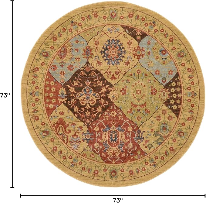 Unique Loom Edinburgh Collection Area Rug - Tulip (6' 1" Round Tan/Red)