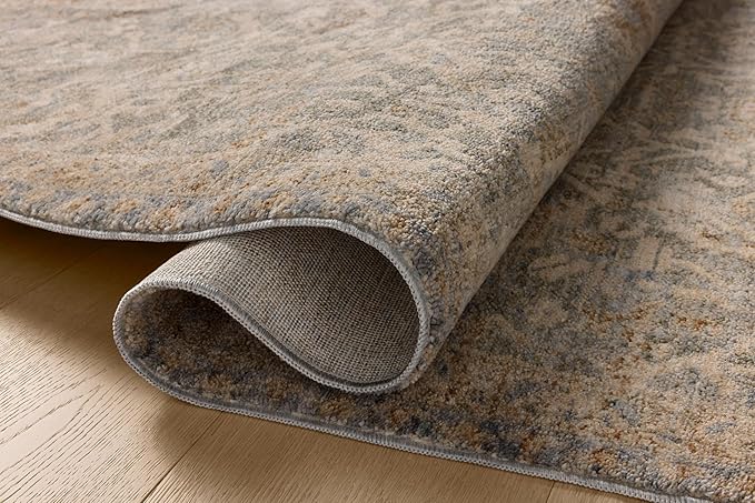 Loloi Magnolia Home by Joanna Gaines Junie Collection JUE-01 Blue/Natural 5'-3" x 5'-3", .38" Pile Height, Round Area Rug